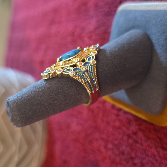 Gold and Blue Statement Ring - Picture 2 of 4